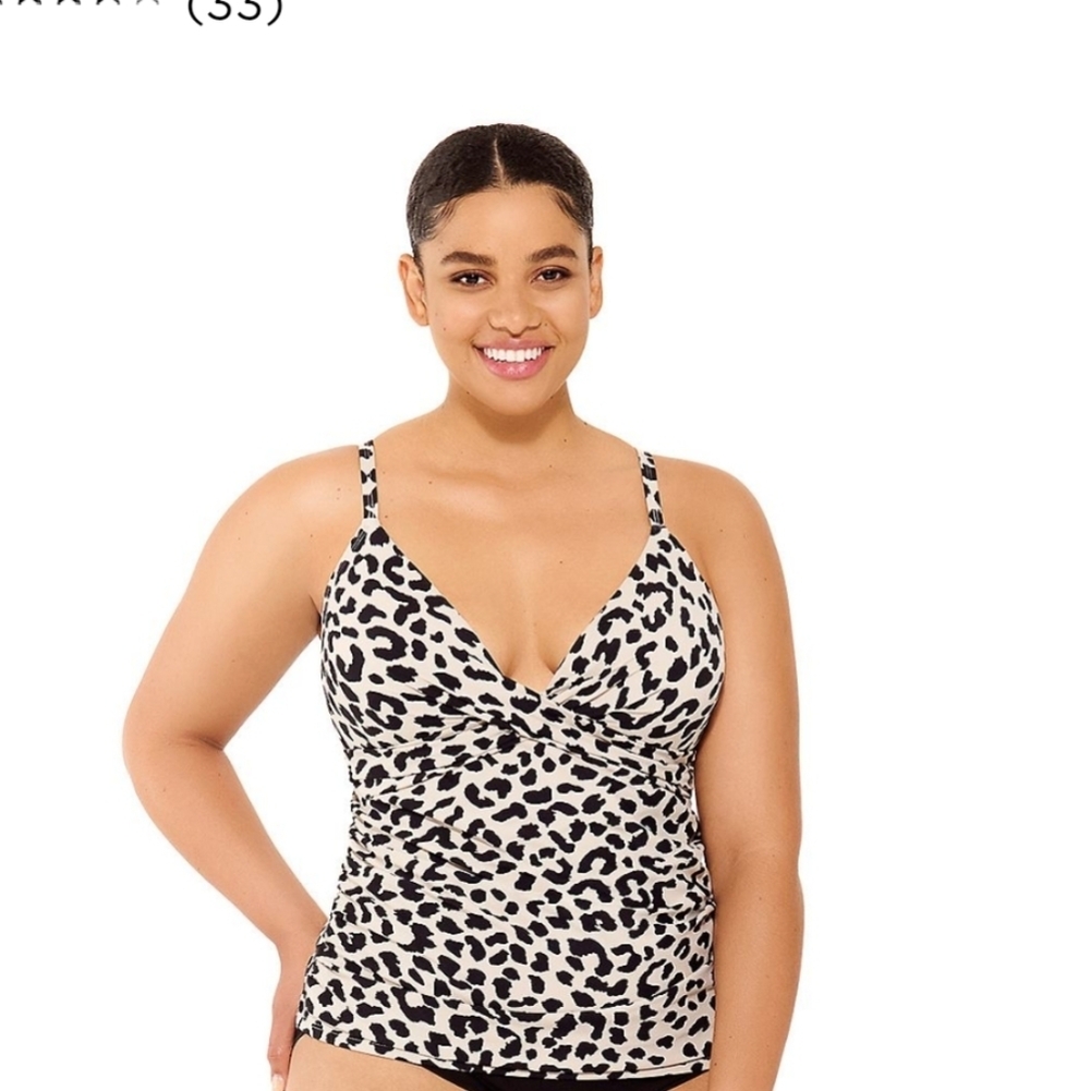 Freshwater Plus Size Cheetah Print Tankini Top Bathing Suit Top 3X